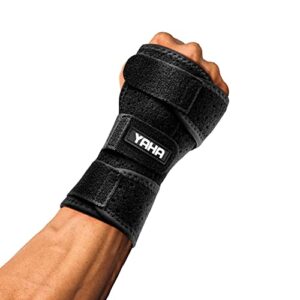 yaha wrist brace for carpal tunnel, adjustable wrist support brace splint with 2 stays for women men working out day&night, hand support for tendonitis, right,s/m