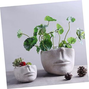 DIKACA Container Succulents Tabletop Desktop Plant Head Vase Houseplants Annuals Face Decor Statue Bonsai Unique Ornament Creative Garden Planter Design Shaped Flower Sculpture Succulent