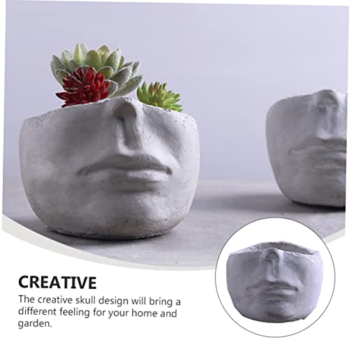 DIKACA Container Succulents Tabletop Desktop Plant Head Vase Houseplants Annuals Face Decor Statue Bonsai Unique Ornament Creative Garden Planter Design Shaped Flower Sculpture Succulent