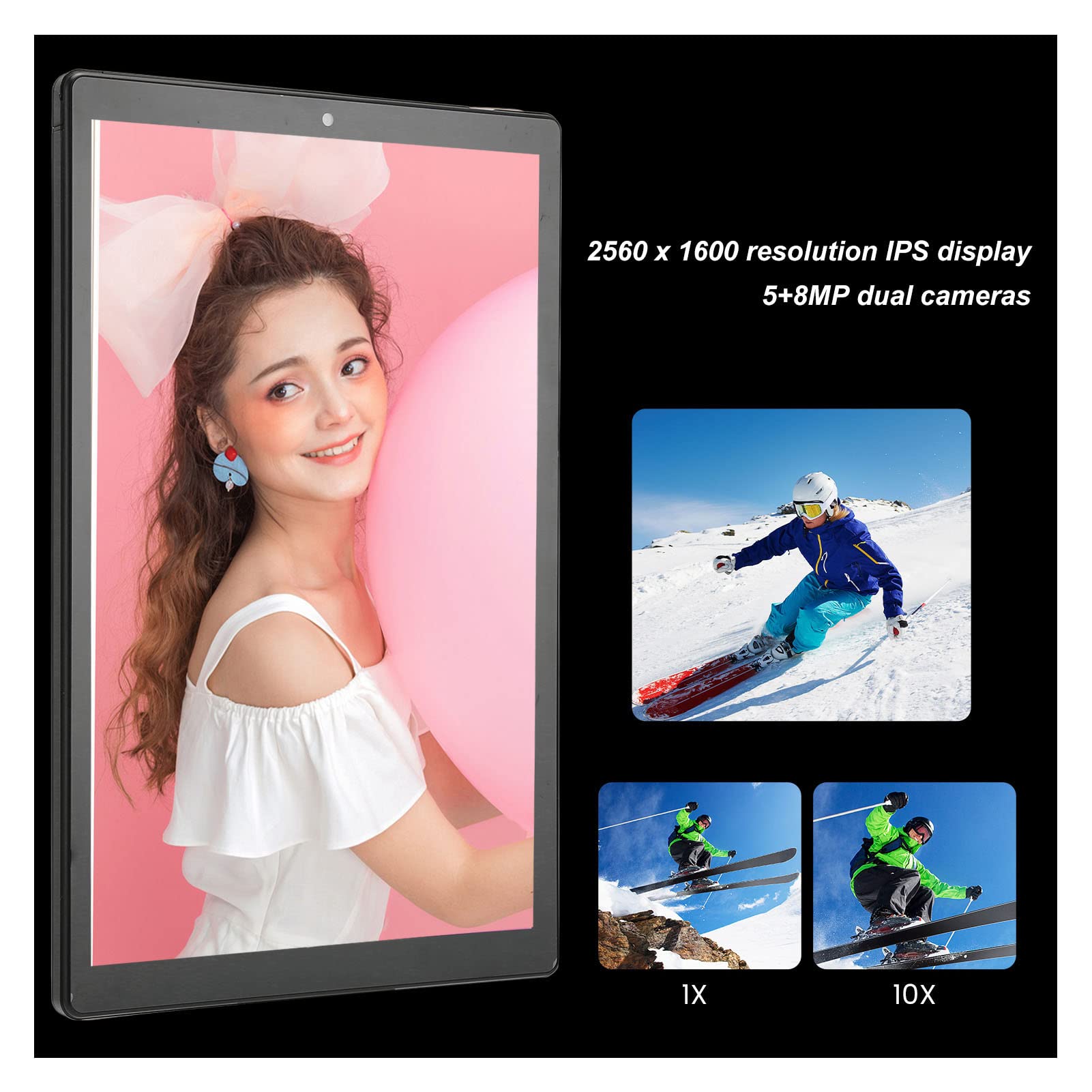 CUIFATI 2K IPS Tablet 10.1 in, Tablet 6GB RAM 128GB ROM, 11 Sysrtem, 2560x1600 IPS Display, 5MP + 8MP Camera, BT, Type C, 128GB SD