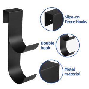 codree 2 Pcs Pool Fence Hooks for Pool Equipment- Black Heavy Duty Fence Hooks for Pool Poles- Slipe-on Fence Hanger for Pool Hose Pool Skimmer, Fit 3/4 Inch to 1-1/4 inch Railing