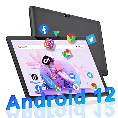 Semeakoko Android Tablet 10 inch, Android 12 Tablet for Kids, 10.1''IPS HD Screen Tablet PC with WiFi, Dual Camera, GPS, Bluetooth, 6000mAh Battery, Support YouTube Netflix Google Play Store
