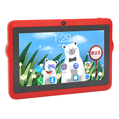 CUIFATI 7in Kids Tablet with IPS Screen Display, 2GB 32GB 8 Cores CPU 10 Tablet, 5000 MAh Battery, Drop Proof Case, WiFi, Split Screen (Red)