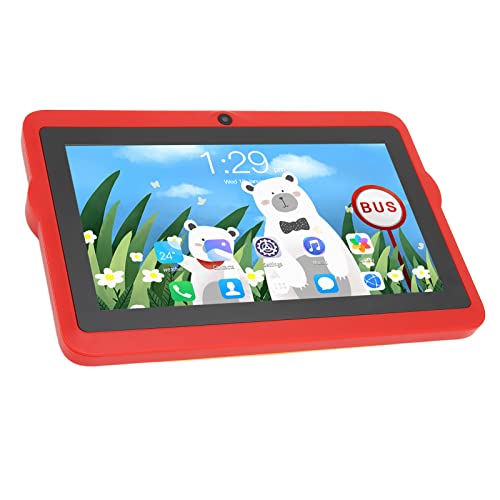 CUIFATI 7in Kids Tablet with IPS Screen Display, 2GB 32GB 8 Cores CPU 10 Tablet, 5000 MAh Battery, Drop Proof Case, WiFi, Split Screen (Red)