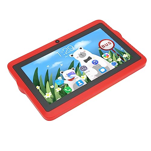 CUIFATI 7in Kids Tablet with IPS Screen Display, 2GB 32GB 8 Cores CPU 10 Tablet, 5000 MAh Battery, Drop Proof Case, WiFi, Split Screen (Red)