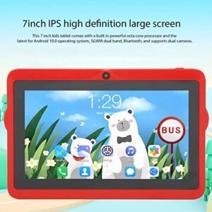 CUIFATI 7in Kids Tablet with IPS Screen Display, 2GB 32GB 8 Cores CPU 10 Tablet, 5000 MAh Battery, Drop Proof Case, WiFi, Split Screen (Red)