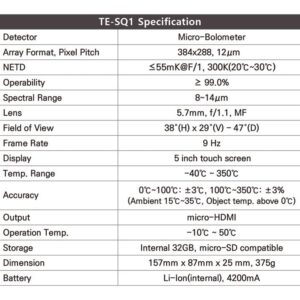 Thermal Expert TE-SQ1, i3system Thermal Imaging Camera, 384x288 IR Resolution, 5" Touch Screen, Designed and Manufactured in Korea, Excellent Performance for Measuring Abnormal temperatures