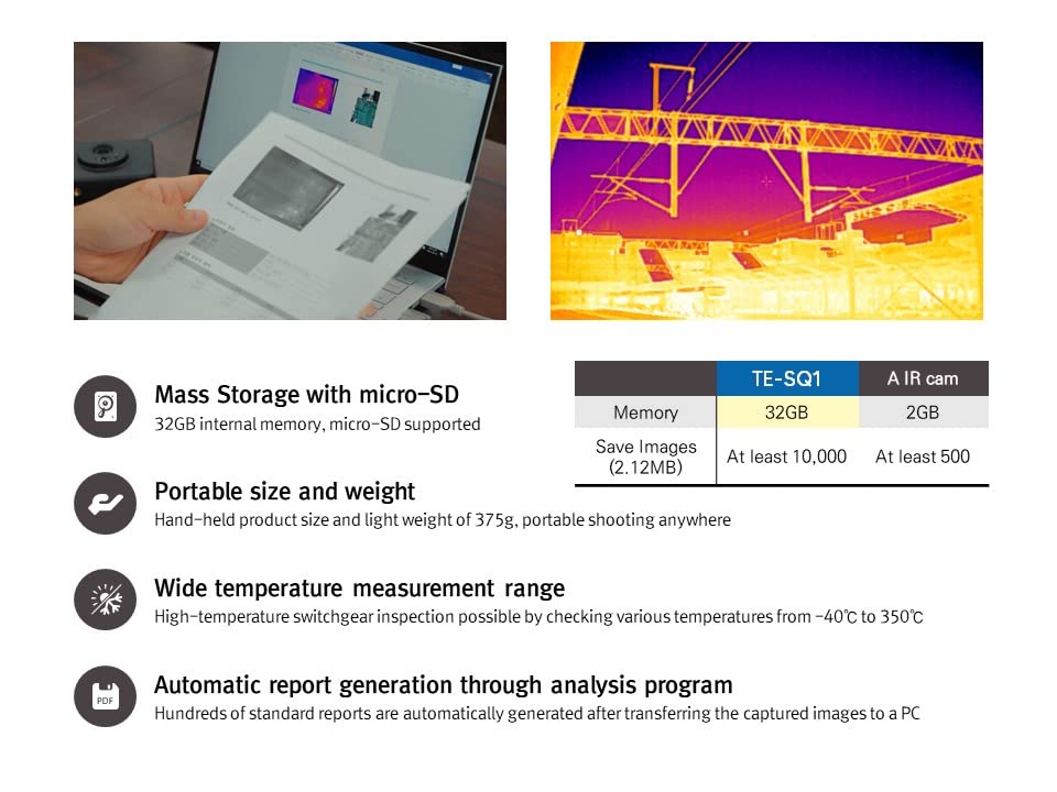 Thermal Expert TE-SQ1, i3system Thermal Imaging Camera, 384x288 IR Resolution, 5" Touch Screen, Designed and Manufactured in Korea, Excellent Performance for Measuring Abnormal temperatures