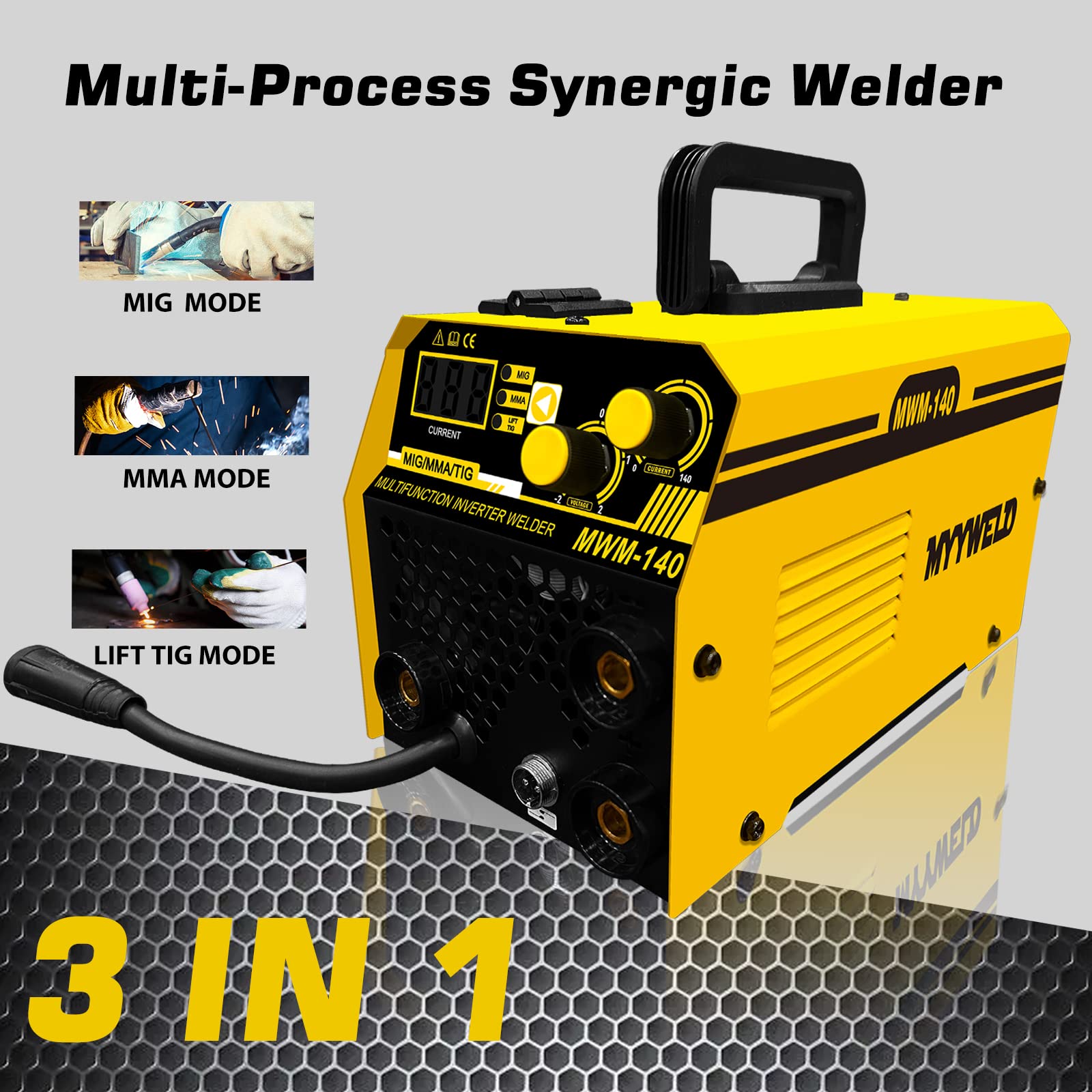 MYYWELD MIG140 3 in 1 Welder 110V Gasless welding machine & E71TGS.030 2-Pound Spool Flux Core Wire