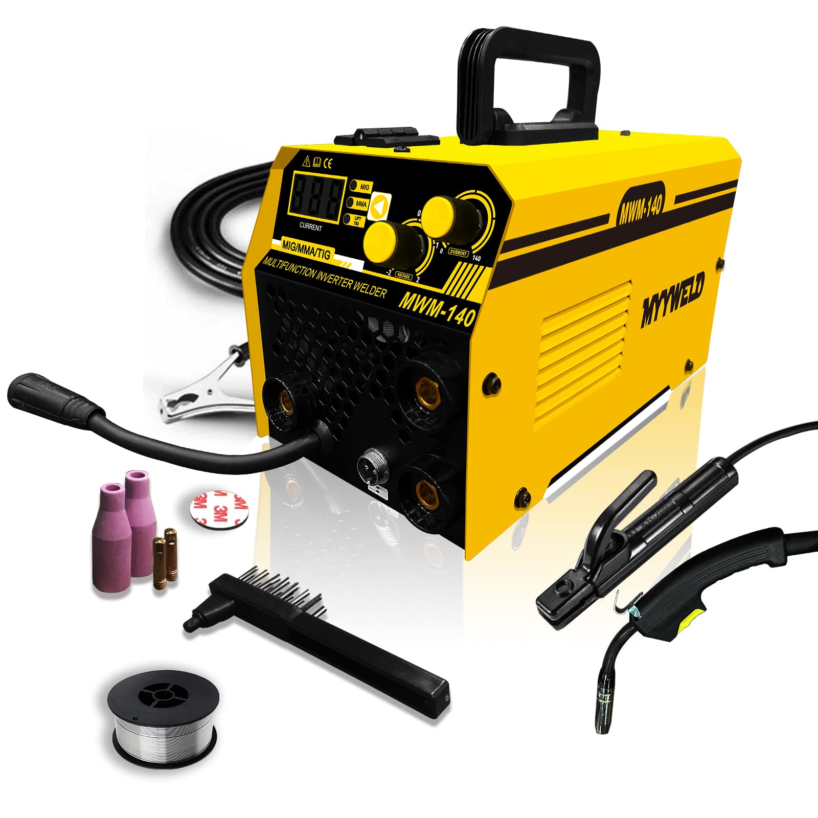 MYYWELD MIG140 3 in 1 Welder 110V Gasless welding machine & E71TGS.030 2-Pound Spool Flux Core Wire