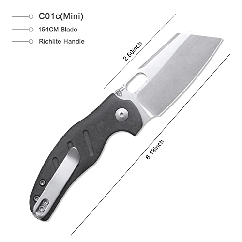 Kizer C01c(Mini) EDC Knife Sheepdog 2.6 Inches 154CM Steel Richlite Handle Pocket Folding Knife Camping Tools V3488BC1