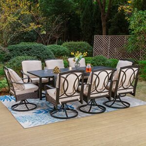 Sophia & William Patio Outdoor Dining Sets for 8, Outdoor Table Furniture Set 9 Piece- 1 Rectangular Expandable Patio Table and 8 Padded Swivel Dining Chairs