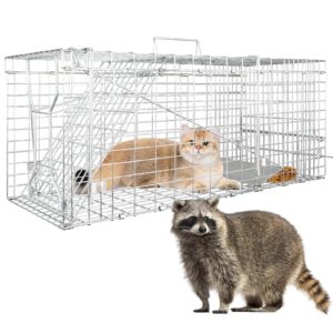 live animal trap for possum, groundhog,gopher,beaver,folding raccoon trap,humane live animal cage, humane small animal trap 32 x 12 x 12.5inch animal trap,catch & release,easy installation and use