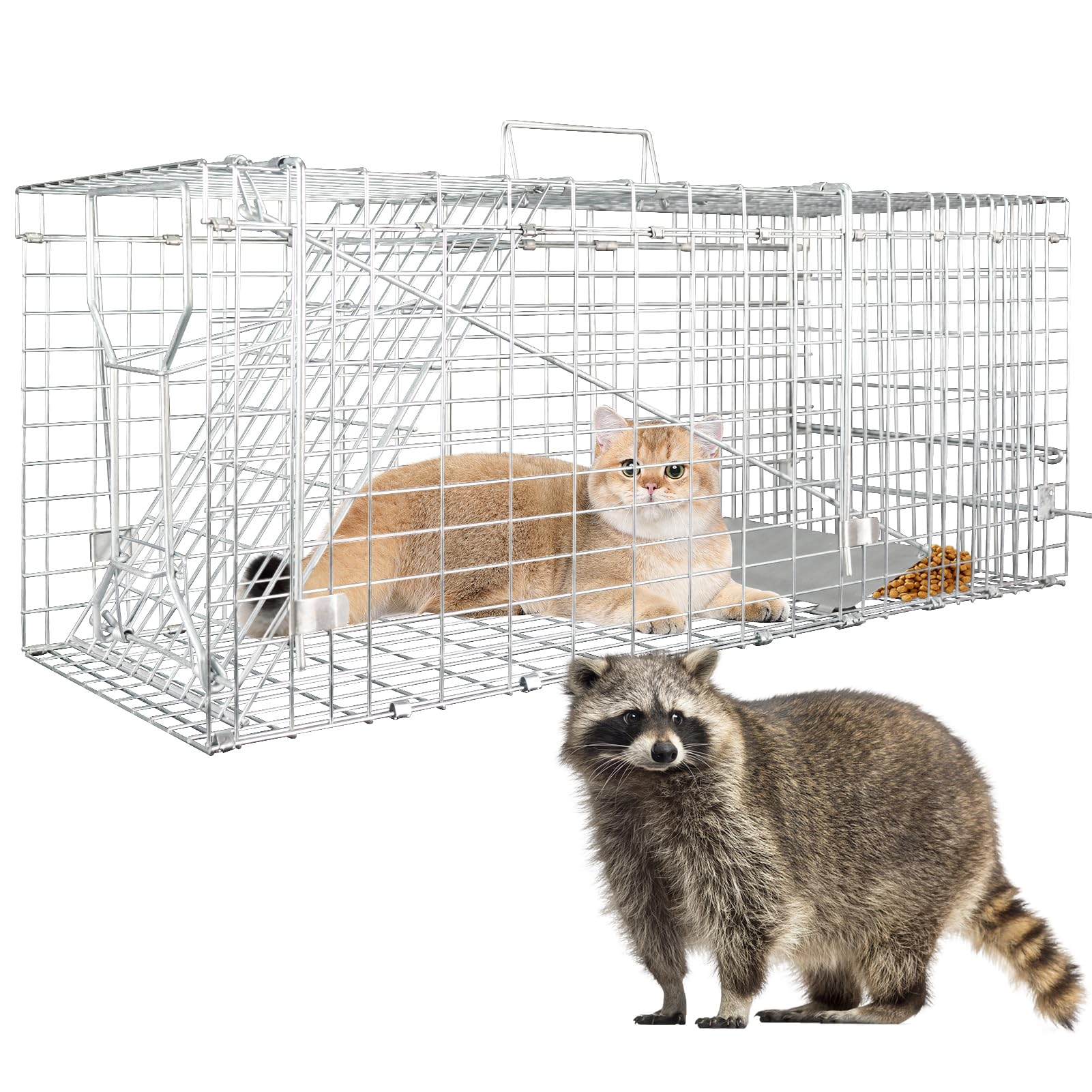 Live Animal Trap for Possum, Groundhog,Gopher,Beaver,Folding Raccoon Trap,Humane Live Animal Cage, Humane Small Animal Trap 32 X 12 X 12.5Inch Animal Trap,Catch & Release,Easy Installation and Use