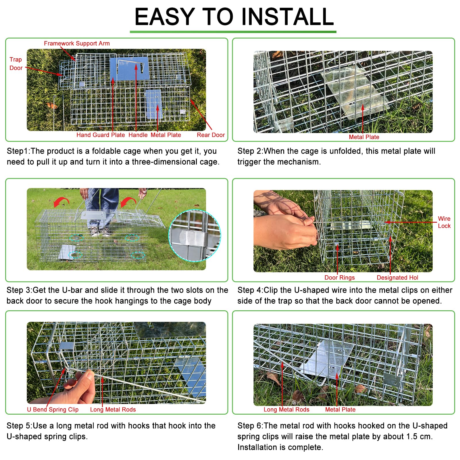 Live Animal Trap for Possum, Groundhog,Gopher,Beaver,Folding Raccoon