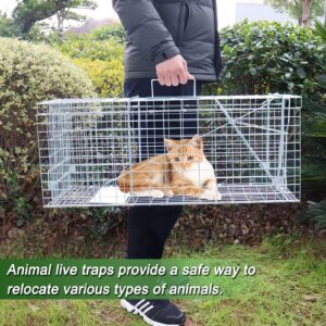 Live Animal Trap for Possum, Groundhog,Gopher,Beaver,Folding Raccoon Trap,Humane Live Animal Cage, Humane Small Animal Trap 32 X 12 X 12.5Inch Animal Trap,Catch & Release,Easy Installation and Use