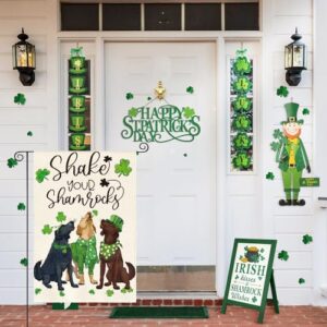 AVOIN colorlife Shake Your Shamrocks St Patricks Day Garden Flag 12x18 Inch Double Sided Outside, Dogs Clover Floral Yard Outdoor Flag