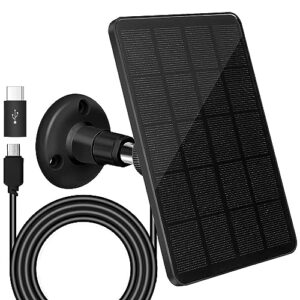 solar panel charger for outdoor wireless security camera with 360°adjustable mount, 5v 4w waterproof continuous solar power for camera with 10ft micro usb & type-c port charging cable black