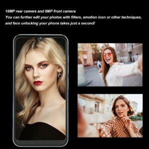 I13pro Max 6.1in Smartphone, 4GB Ram 128GB ROM, 64G Internal Memory Card, Type C Charging Port Shared with Headset Port, 4G Network, Three Card Slots, Face Unlock, for Android 11(Blue)