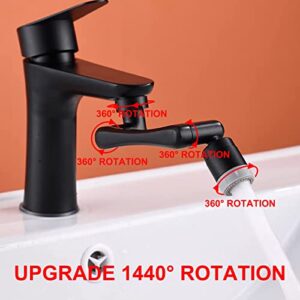 Faucet Extender for Bathroom Sink Upgraded 1440°Universal Swivel Faucet Aerator with 2 Water Outlet Modes Rotating Robotic Arm Splash Filter Faucet Bubbler Attachment for Kitchen & Bath