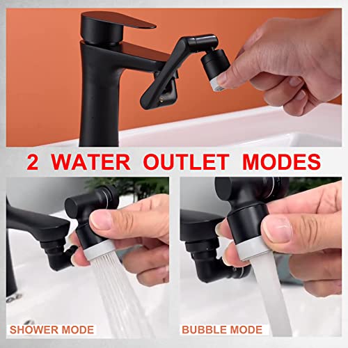 Faucet Extender for Bathroom Sink Upgraded 1440°Universal Swivel Faucet Aerator with 2 Water Outlet Modes Rotating Robotic Arm Splash Filter Faucet Bubbler Attachment for Kitchen & Bath