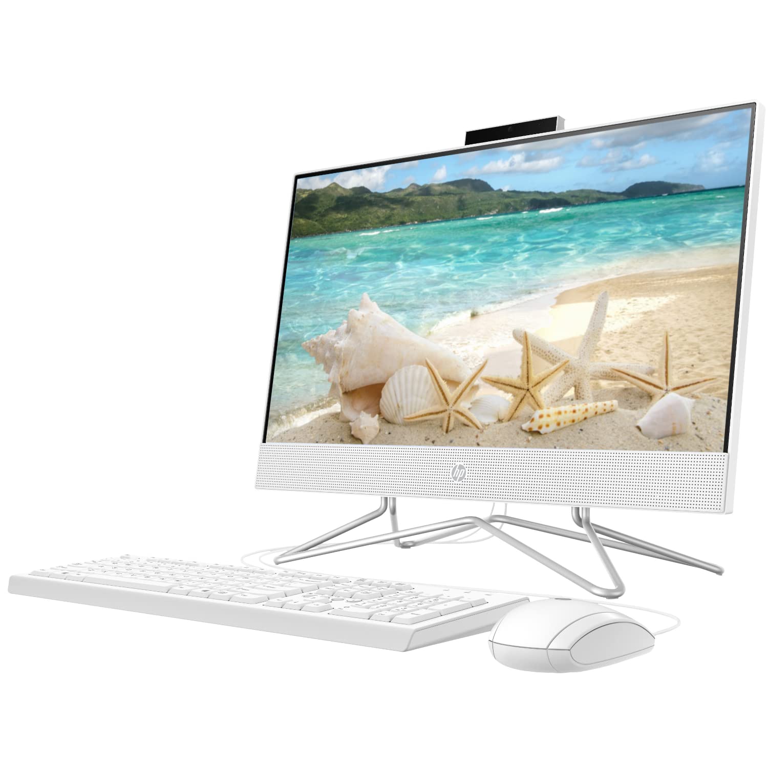 HP All-in-One Desktop, 21.5" FHD Display, Intel Celeron J4025, 16GB RAM, 1TB SSD, Webcam, Wired Keyboard&Mouse, WiFi, HDMI, RJ-45, Windows 11 Home, White