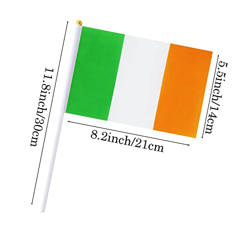 FWIW 50 Pack Ireland Irish Flag Small Mini Ireland Hand Held Stick Flags Banner Saint Patrick's Day Party Outdoor Yard Decorative