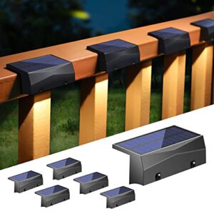 jofios solar deck lights outdoor, 7 colors solar step lights led waterproof solar pool side lights fence lights stair light for railing, deck, patio,yard (6 pack)