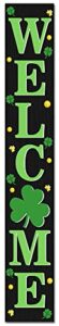 st. patrick's wooden welcome sign vertical porch sign - shamrock lucky coin wooden wall art sign for st. patrick's day standing hanging home front door wall yard partyindoor outdoor decoration,47.2"h