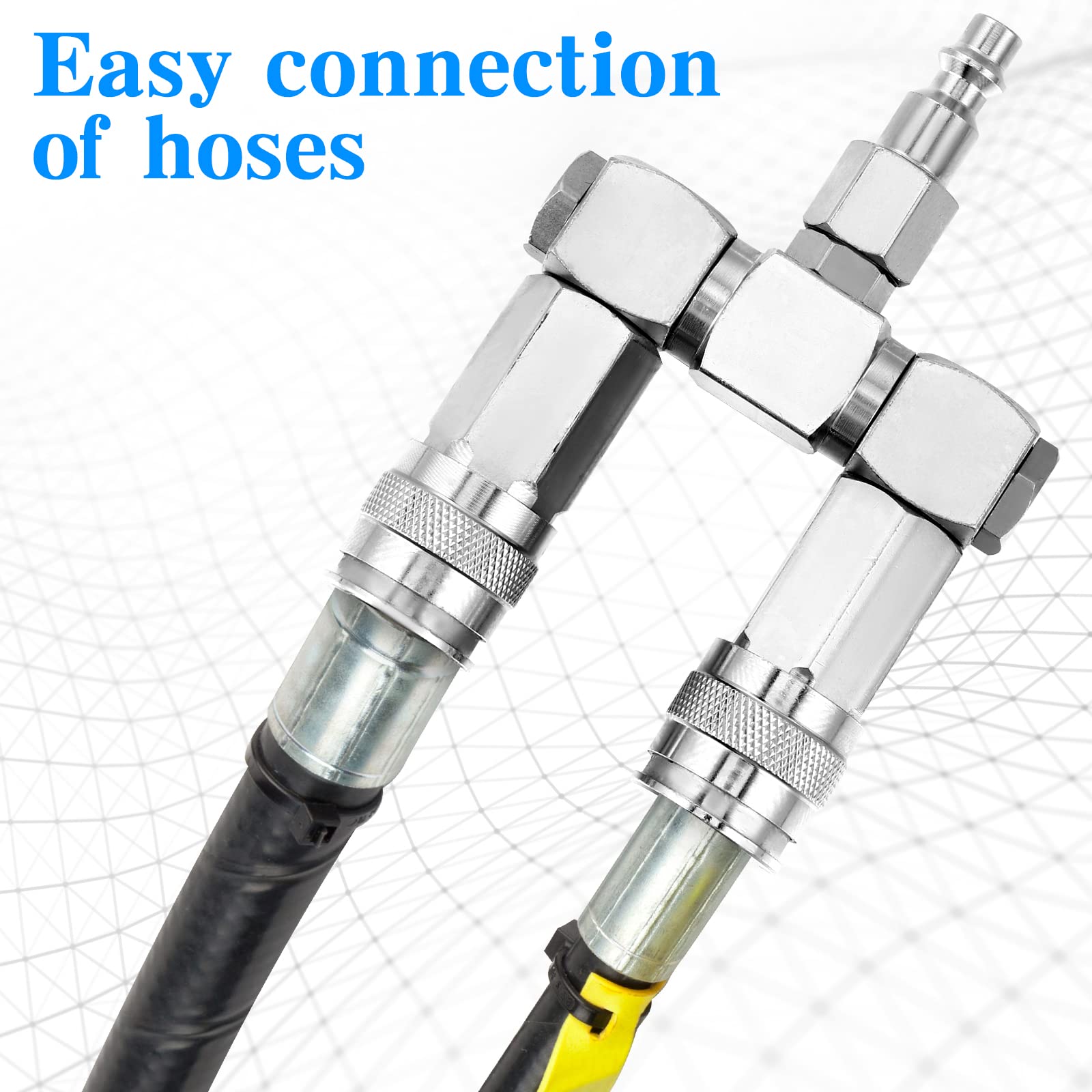 2 Pcs Air Hose Connectors 2 Way Air Hose Splitter Fittings 1/4 in NPT Air Compressor Fittings High Pressure Resistance Air Manifold Swivel 360 Degrees Connectors Air Compressor Accessories