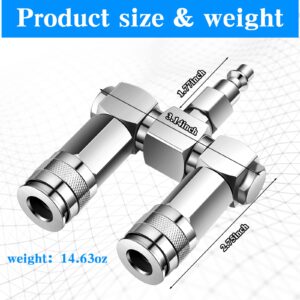 2 Pcs Air Hose Connectors 2 Way Air Hose Splitter Fittings 1/4 in NPT Air Compressor Fittings High Pressure Resistance Air Manifold Swivel 360 Degrees Connectors Air Compressor Accessories