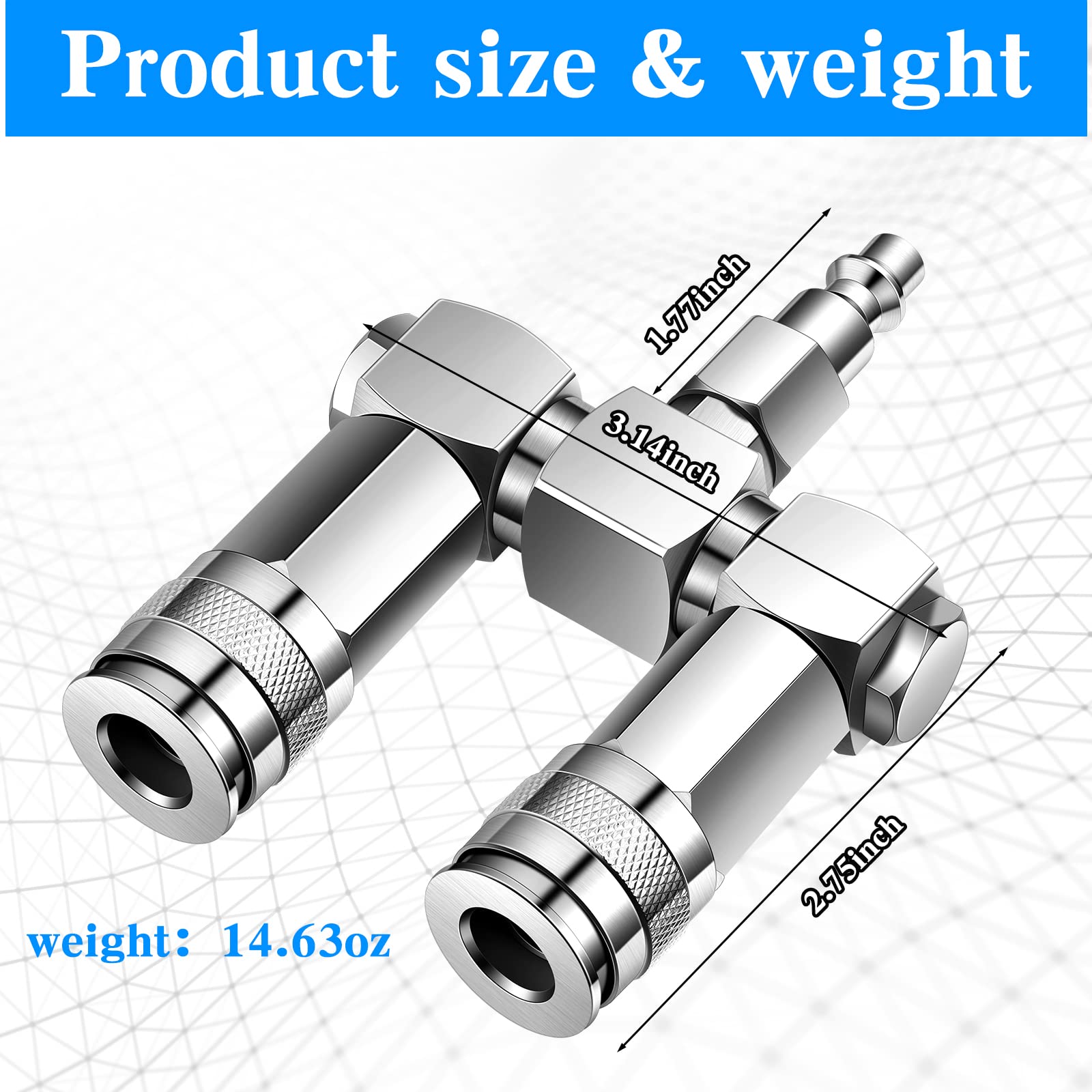 2 Pcs Air Hose Connectors 2 Way Air Hose Splitter Fittings 1/4 in NPT Air Compressor Fittings High Pressure Resistance Air Manifold Swivel 360 Degrees Connectors Air Compressor Accessories