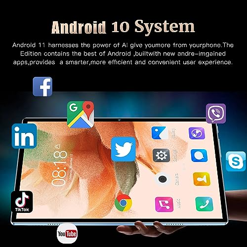 Yoidesu 10.1in Tablet for Android 10, 8GB RAM 256GB ROM 128G Expandable Octa Core CPU Gaming Tablet, Dual SIM 1080x1920 IPS Screen 5G WiFi 4G Net HD Phone Call Tablet, BT GPS 20MP 8800mah