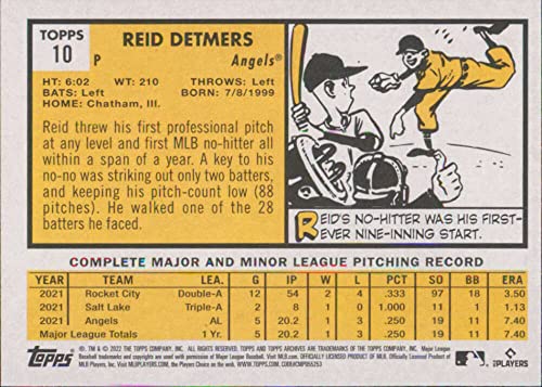 2022 TOPPS ARCHIVES #10 REID DETMERS 1963 TOPPS RC ANGELS BASEBALL MLB