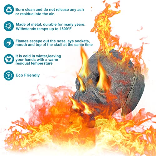 3 PCS Fireproof Fire Pit Skull, Made of Metal, for Bonfire, Campfire, Fireplace, Firepit, Halloween Decor, for Gas, Propane, or Wood Fires | 4.5 Inch (Fireproof)(Refractory)