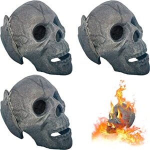 3 pcs fireproof fire pit skull, made of metal, for bonfire, campfire, fireplace, firepit, halloween decor, for gas, propane, or wood fires | 4.5 inch (fireproof)(refractory)
