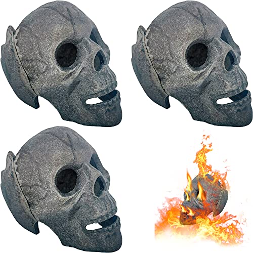 3 PCS Fireproof Fire Pit Skull, Made of Metal, for Bonfire, Campfire, Fireplace, Firepit, Halloween Decor, for Gas, Propane, or Wood Fires | 4.5 Inch (Fireproof)(Refractory)