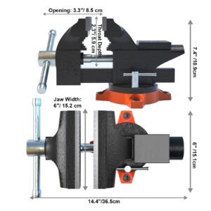 VEVOR Bench Vise, 4.5-inch Jaw Width 3.3-inch Jaw Opening, 240-Degree Swivel Locking Base Multipurpose Vise w/Anvil, Heavy Duty Cast Iron Workbench Vise w/Bolts & Nuts, for Drilling, Pipe Cutting