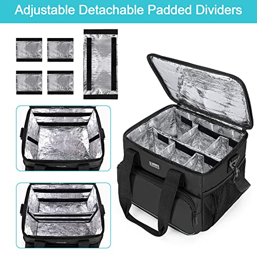 Trunab Insulated Medical Bag with Adjustable Dividers, Medicine Supplies Water-Resistant Bag for Home, Travel, Camping, Empty Bag - Patented Design,Black