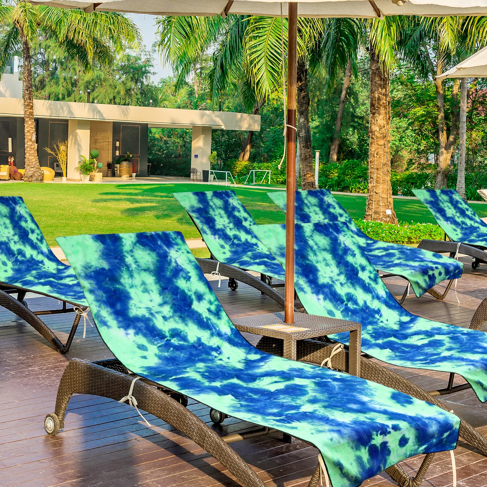 2 Pcs Beach Chair Cover Tie Dye Lounge Chair Towel Cover Pool Chair Cover Microfiber Chaise for Sunbathing Patio Pool Beach Hotel, Easy to Carry Around, 30 x 83 Inch