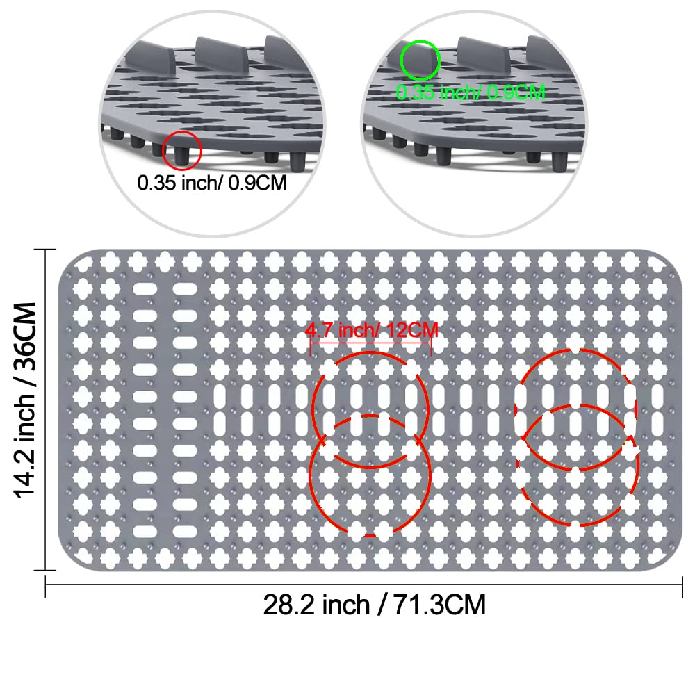 28.2''x14.2'' Silicone Sink Protector for Kitchen Sink, No-Slip Sink Grid Accessories Heat Resistant Kitchen Sink Mat for Bottom of Stainless Steel/Porcelain Sink,Rear Drain