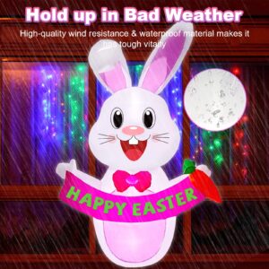 4 FT Easter Inflatable Outdoor Decorations Bunny Broke Out from Window, Easter Blow-up Yard Decorations with Banner, Build-in LED Lights, Easter Inflatable Decor for Holiday Party, Indoor, Lawn