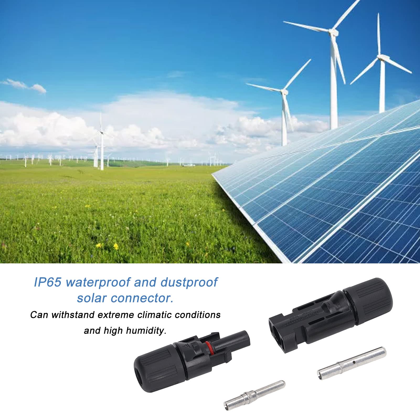 Solar Photovoltaic Connector, Solar Panel Connectors 30A DC 1000V Plastic for Outdoors