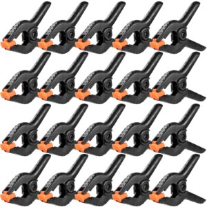 20 packs spring clamps, 3.5 inch spring clamps heavy duty for crafts and professional plastic spring clamps for woodworking, small spring clips clamps for backdrop stand photography clamp toresano