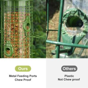 Bird Feeders for Outdoors Hanging, Squirrel Proof Wild Bird Feeder for Outside, Metal Hanging Bird Seed Feeders for Cardinal, Finch, Sparrow, Blue Jay, 3LBs, 4 Ports, Chew-Proof, Weather-Resistant