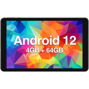 fusion5 2023 new 10.1" android 12 tablet, f202 full hd ultra slim tablet pc (google certified, 64gb storage, 4gb ram, quad core cpu, wifi, bluetooth, 1920x1200 ips screen, type c, 13mp & 5mp cameras)