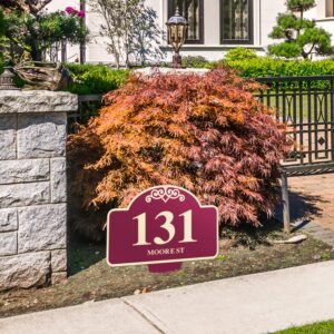 Custom House Address Yard Sign, Lawn Arch Address Plaque, Personalized House Numbers For Outside, Square Style, 12x15 Inches, Aluminum Composite Material Made in The USA by Sigo Signs