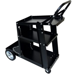 veiyoumo welding cart, welding carts for mig/tig welder and plasma cutter upgraded cable hook tank storage safety chain welding cart