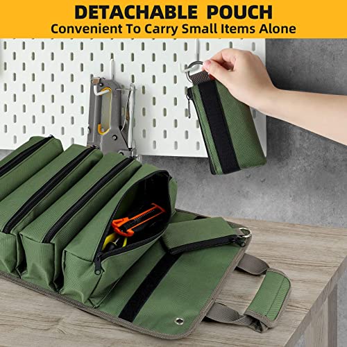 UUP Tool Roll Bag, Roll Up Tool Bag with Detachable Pouches, Heavy Duty Wrench Roll Tool Organizer with 11 Pockets, Canvas Tool Bag for Motorcycle, Mechanic, Electrician, Woodworker & Hobbyist