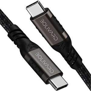 Bolivard USB C to USB C (3.2 Gen) (0.7ft) (100W, 20V, 5A) PD Fast Charging, (20Gbps) Data Transfer, (4K) Video Output, for Charging iPhone 15 Models & Devices with USB-C Input, Black